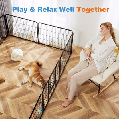 Dog Playpen Heavy Duty Foldable - 8 & 16 Panel Pet Exercise Pen for Large Medium Small Dogs, Portable Indoor Outdoor Puppy Pen for Yard Garden Camping RV, 24"/32"/40" Panel Height