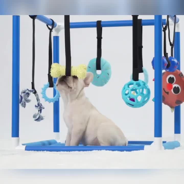 Puppy Gym Jungle Playground with Hammock – 8 Hanging Interactive Toys to Keep Puppies Busy & Stimulated