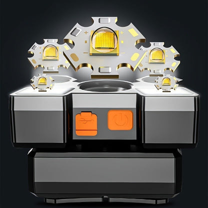 USB Rechargeable Headlamp 2 Pack 5 LED 4 Modes IP44 Waterproof Head Torch for Outdoor Fishing Camping Emergency