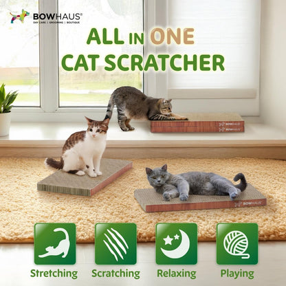 Cat Scratcher Lounger Reversible - Large Cardboard Cat Scratching Pad & Board for Indoor Cats, 5-Layer Durable Construction, Double-Sided Scratch Surface, Furniture Protector, Basic 8pcs & Curved 1pc