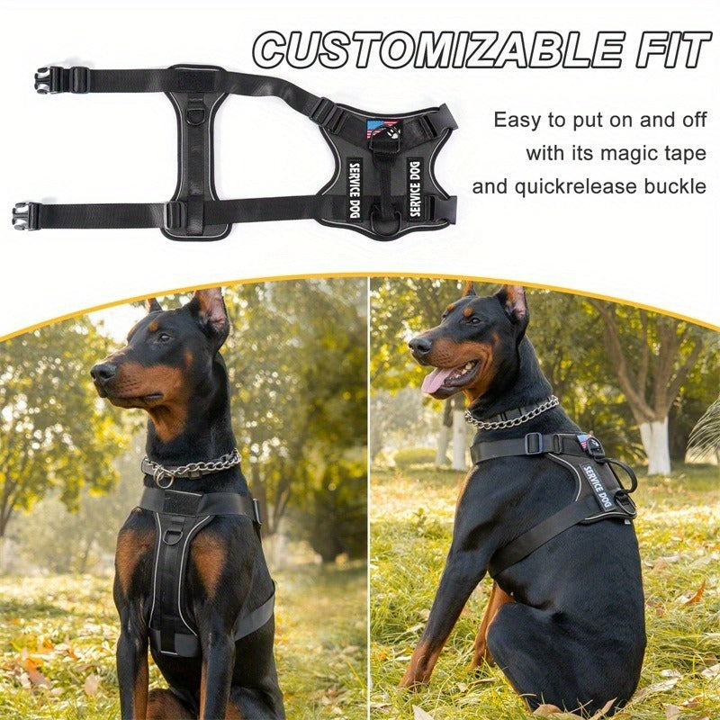 Reflective No-Pull Dog Harness with Patches – Adjustable Soft Mesh Vest Harness for Small, Medium & Large Dogs | S, M, L, XL