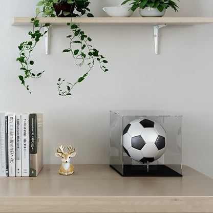 Acrylic Football Display Case Clear Crystal Box with Removable Football Stand Detachable Easy Assembly Memory Storage Display Box for Full Size Football Collectors Gift for Football Fans Athletes
