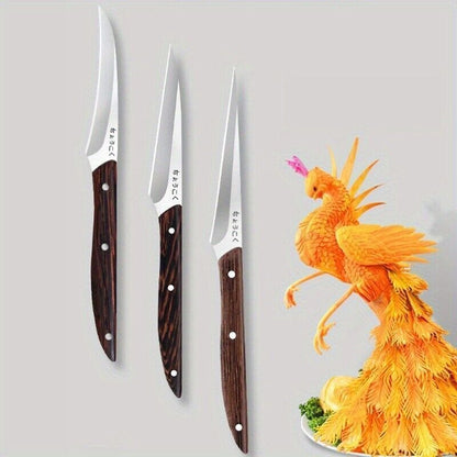 3-Piece Carving Knife Set Fixed Blade Whittling Knives – Portable Multifunctional Peeling Knife with Anti-Slip Outdoor Log Handle – Kitchen Tools Camping Gear Gifts for Dad Men