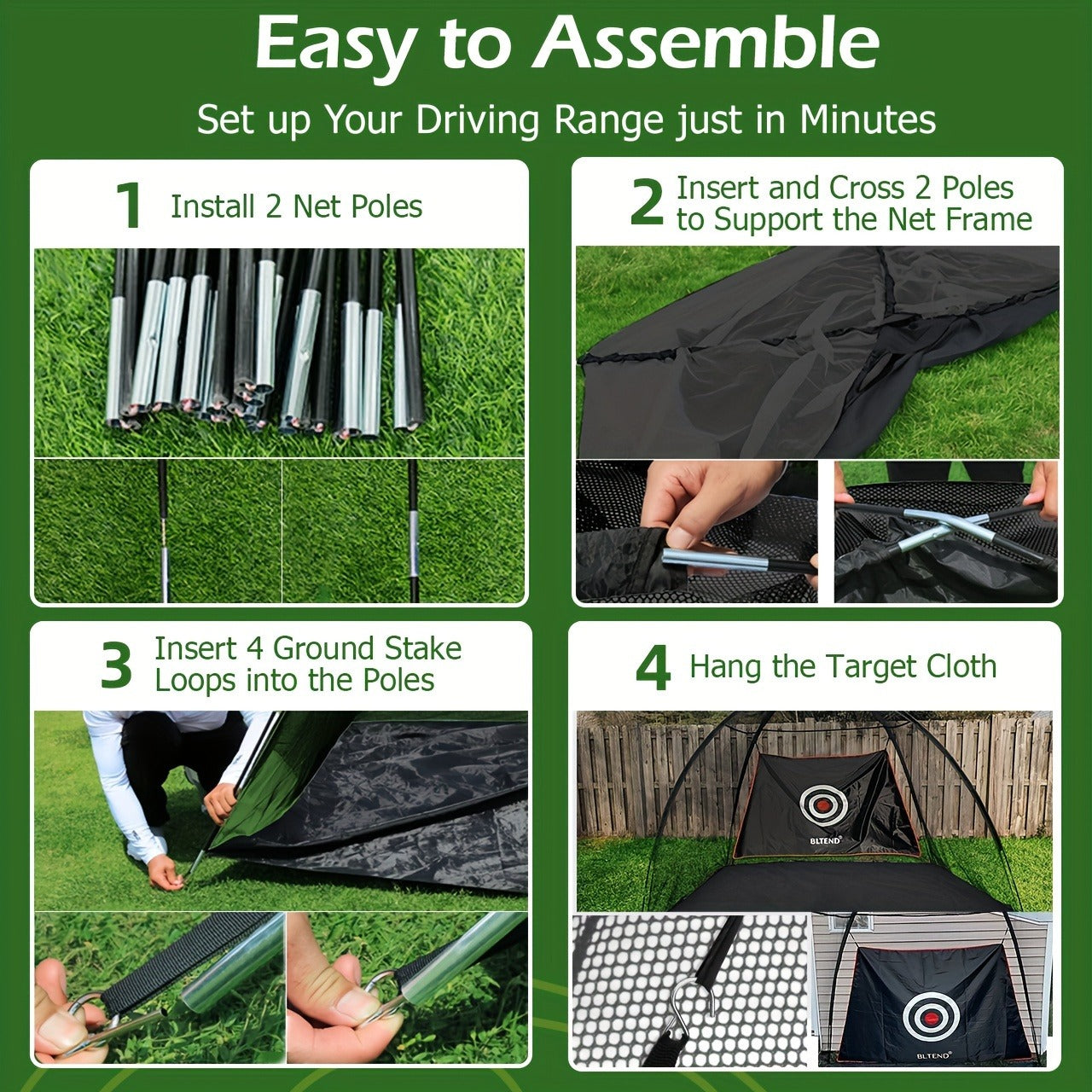 Golf Practice Net with Mat Set 10x7ft – Heavy Duty Backyard Driving Hitting Net with Turf Mat Golf Balls Rubber Tees & Carry Bag for Indoor Outdoor Training – Golf Gift for Men Women