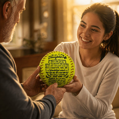 Personalized Softball Gift for Daughter – "To My Daughter" Inspirational Message Ball, International Standard Fastpitch Softball for Birthday, Graduation, Christmas & Special Occasions
