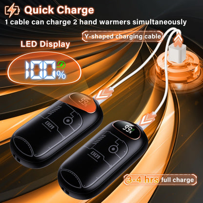 Rechargeable Hand Warmers 2-Pack – 2-in-1 Electric Hand Warmer & Power Bank with LED Display, Heats Up to 131°F, USB-C Fast Charge, Long-Lasting Heat for Golf, Hunting, Camping, Raynaud's, Men Women Kids