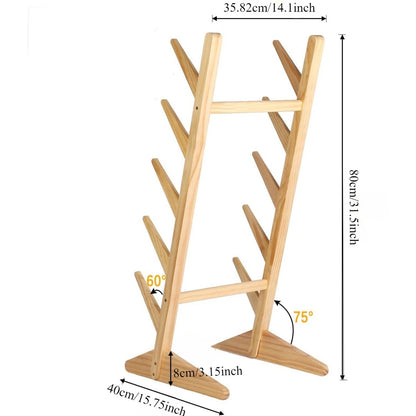 Skateboard Storage Rack 5-Layer Freestanding Wood Display Stand – Holds Longboards, Snowboards & Decks, 75° Angled Shelf with Non-Slip Base, DIY Paintable Pine Wood, Bedroom & Garage Organizer