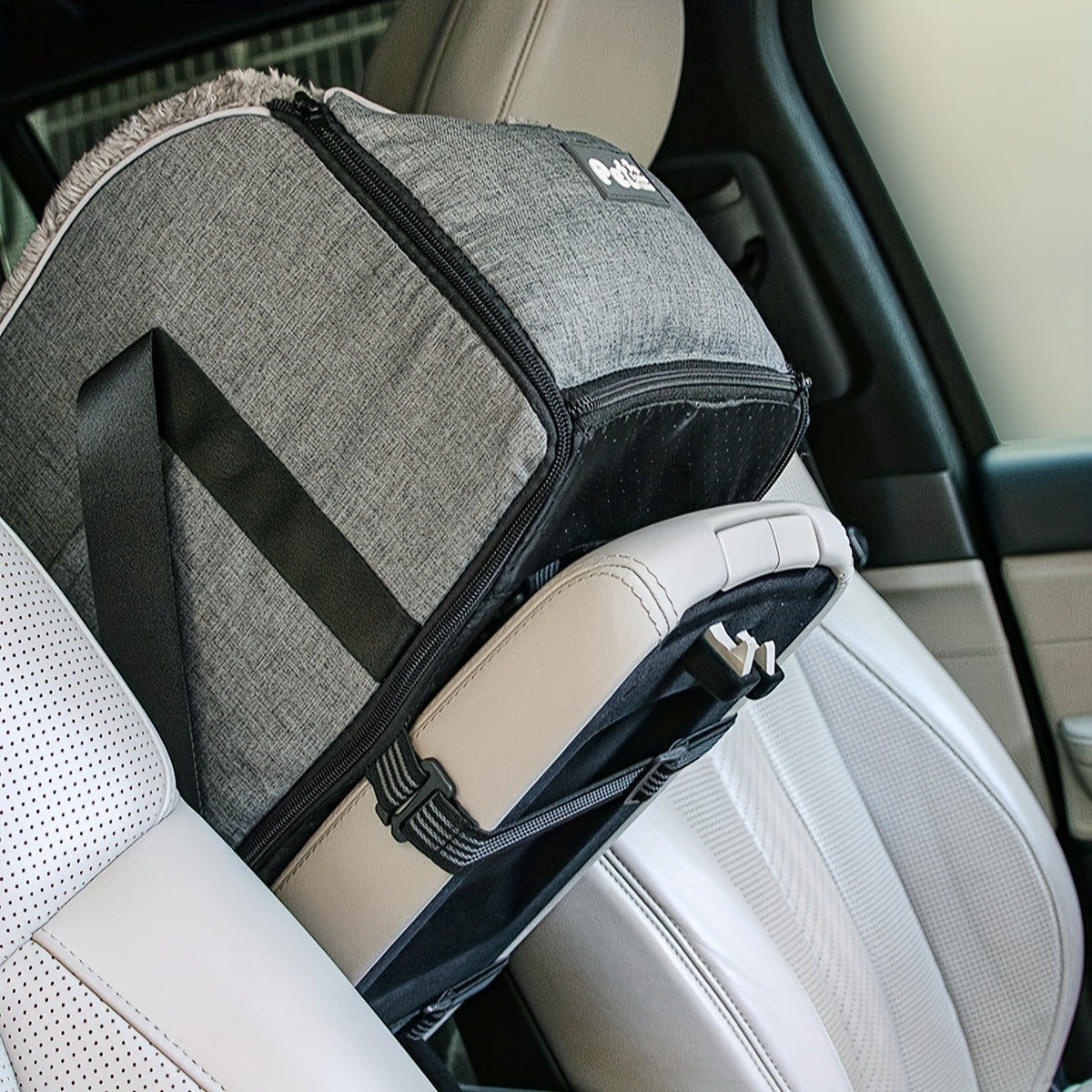 Pet Travel Bag & Car Seat for Small Medium Dogs Cats - Portable Polyester Carrier with Secure Buckle Closure, Cozy Soft-Sided Dog Cat Travel Tote Bag for Road Trips, Vet Visits & Daily Commutes, Grey