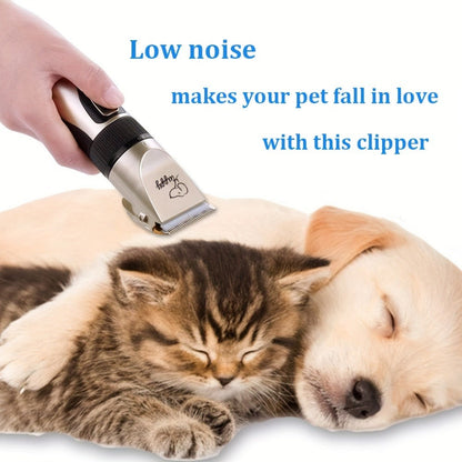 12-in-1 Pet Hair Trimmer Kit USB Rechargeable - Professional Cordless Electric Clippers for Dogs Cats Puppies Kittens, Adjustable Blade 5 Guide Combs Nail Clipper Scissors, Silent Home Grooming Set