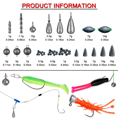 491-Piece Fishing Lures Kit – Complete Tackle Box Set with Soft Lures, Sinker Weights, Hooks, Jigs, Spinnerbait, Crankbait, Minnow & Plier for Freshwater & Saltwater | Fishing Gifts for Men