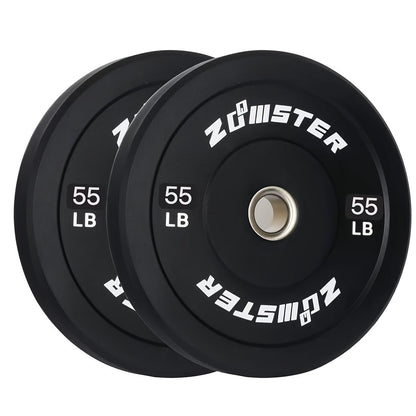 Rubber Bumper Weight Plates Olympic 2-Inch Steel Insert for Strength Training, Weightlifting & Home Gym – 35LB/55LB Pair