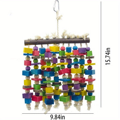 Bird Parrot Chewing Toy Large Natural Wooden Blocks Tearing Toy 15.7"x9.8" for Macaws Cockatoos African Grey Parrots, Multicolored Foraging Shredding Toy for Large Parrots & Birds