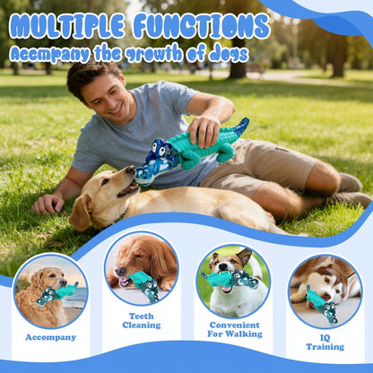 Indestructible Dog Chew Toy for Large & Medium Dogs - Tough Rubber Crocodile Chew Toy with Milk Flavor & Dental Ridges, Durable Dog Toys for Aggressive Chewers 20-100 lbs, Reduces Anxiety & Boredom