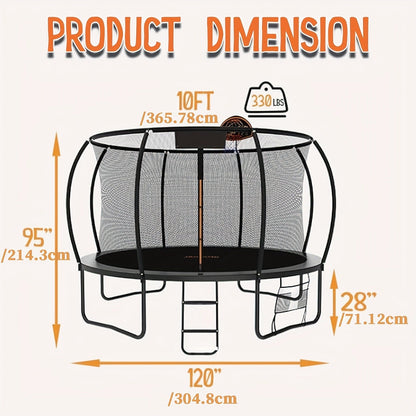 Outdoor Trampoline with Safety Enclosure Net Football Toss Game 8 10 12 14FT Round Backyard Trampoline for Kids Adults Indoor Outdoor Party Play