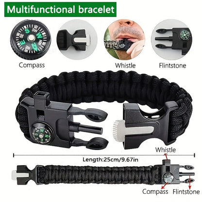 Tactical Survival Kit Multi-Tool Box – Emergency Outdoor Gear with Magnesium Fire Starter, Flint & First Aid Supplies for Camping, Hiking, Hunting & SOS Situations – Best Gift for Men