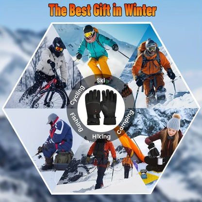 Rechargeable Heated Gloves 2x5000mAh – 3-Speed Temperature Control, Touchscreen Fingertips, Thermal Winter Gloves for Men & Women, Skiing, Hunting, Fishing, Cycling & Camping