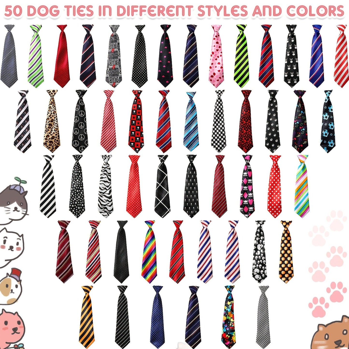 Dog Neck Ties Bulk Pack 30pcs Adjustable Grooming Bow Ties for Medium Large Dogs Mix Colors Holiday Birthday Daily Wear Pet Collar Accessories