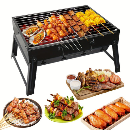 Portable Folding Charcoal Grill Smokeless BBQ Grill for Camping Picnic Backyard Garden Patio Outdoor Cooking Compact Durable Iron Barbecue Grill