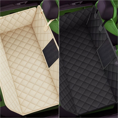Dog Car Seat Cover for Back Seat - Waterproof Oxford & TPU Pet Seat Protector with Anti-Slip Base, Side Flaps, Seat Belt Openings & Mesh Window, Machine Washable Dog Car Cover for SUVs & Vehicles