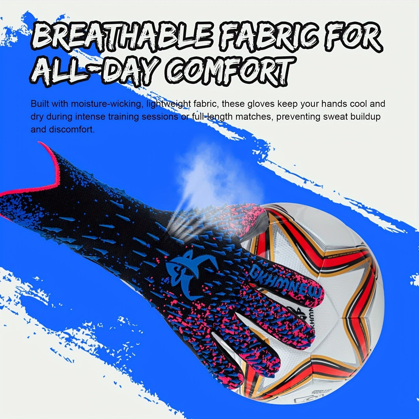 Soccer Goalkeeper Gloves with 4mm Grip Palm - Ventilated Goalie Gloves for Youth & Adults, Flexible Finger Protection, Sizes 6-10, Black Green, Red Green, Blue Pink