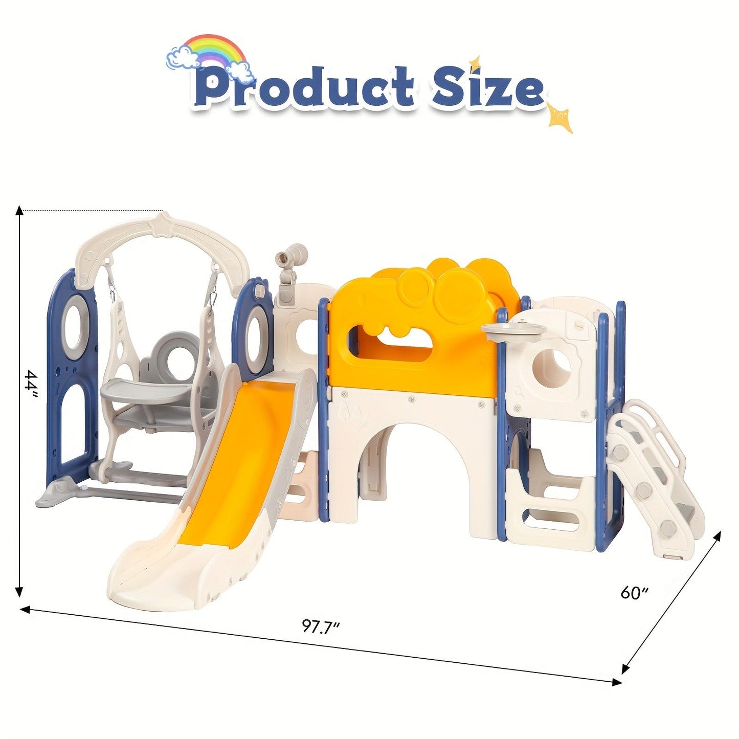 9-in-1 Foldable Toddler Slide with Basketball Hoop Telescope Climbing Set Indoor Outdoor Kids Playset Extended Slide for Toddlers Boys Girls