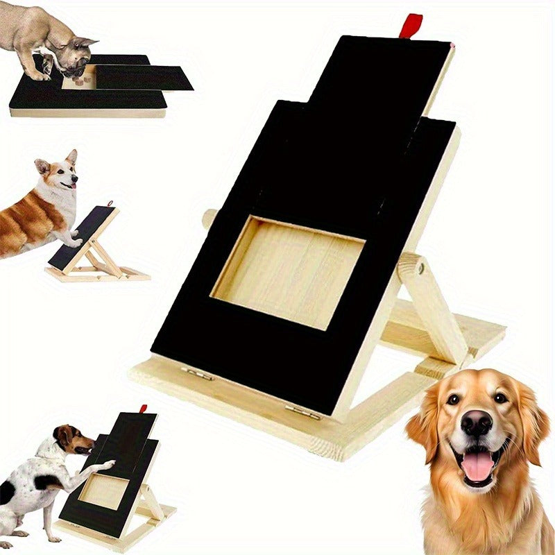 Dog Scratch Pad for Nails – Adjustable 3-Angle (45–65°) Foldable Nail File Scratch Board, Includes 2 Sandpaper Sheets, Nail Clipper Alternative for Dogs, with or without Bracket