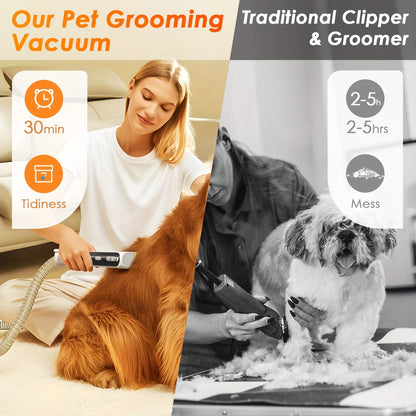 Dog Grooming Vacuum 8-in-1 & 9-in-1 with Dryer Function – 2.2L Large Cup, Low Noise Pet Grooming Vacuum for Shedding, 6 Grooming Tools, Strong Suction Home Dog Grooming Kit (Purple or Orange)