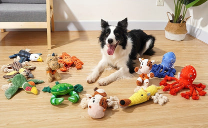Squeaky Plush Cow Dog Toy with Crinkle Paper - Interactive Tug of War Chew Toy for Small Medium Large Dogs, Cute Cattle Design Washable Pet Toy for Fetch Play & Anxiety Relief
