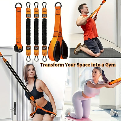 Resistance Bands Set 5pcs Heavy-Duty Rubber – Up to 225LBS Adjustable Resistance with Handle, Door Anchor & 3 Bands for Deltoid Press, Face Pull & Bicep Curl – Home Gym Workout Kit