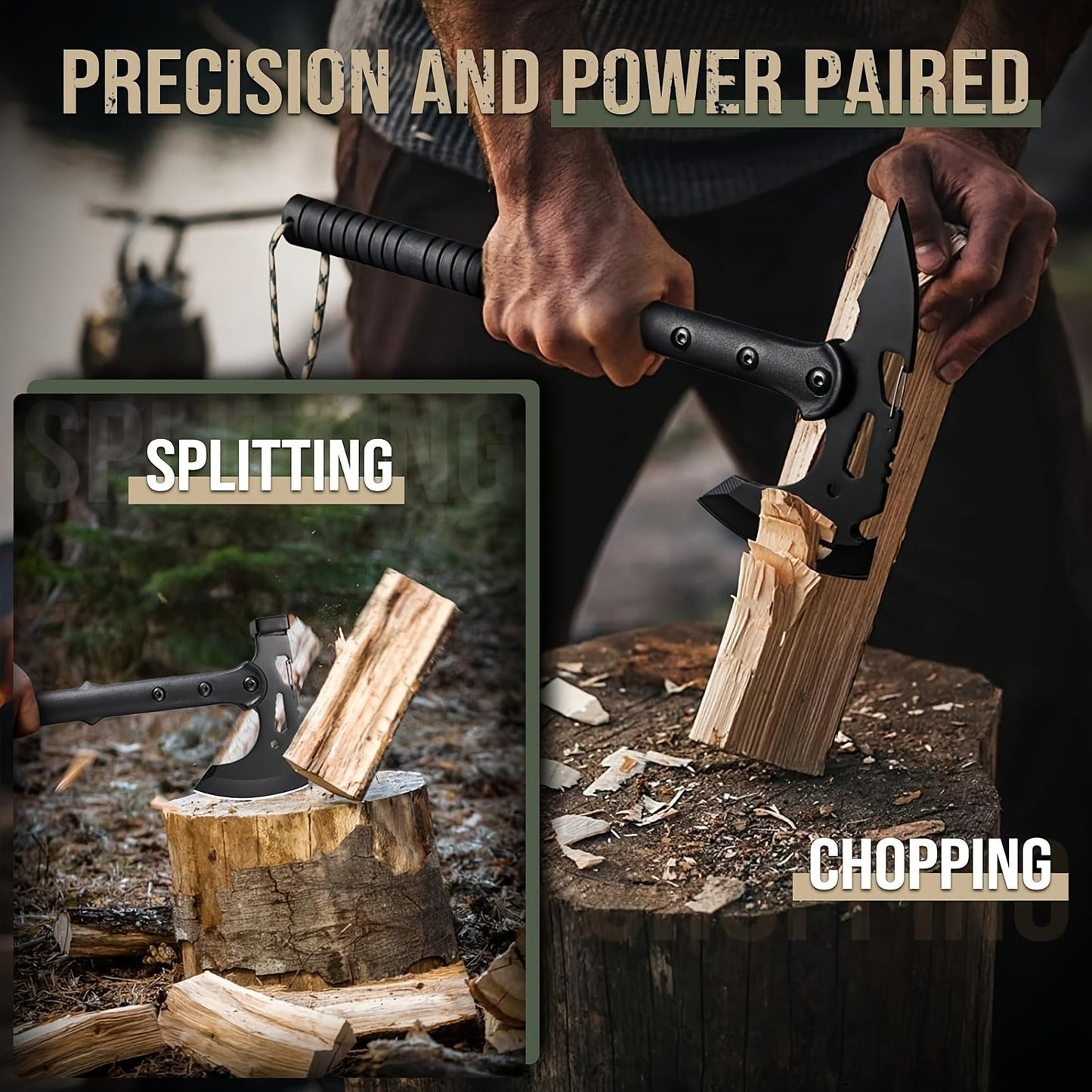 Tactical Tomahawk Axe 2-Pack – Camping Hatchet with Spike, Hammer, Bottle Opener, Hex Wrench & Sheath | Survival Axe for Hiking Trekking Bushcraft