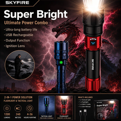 High Lumen LED Flashlight Zoomable 4 Modes Rechargeable Cycling Light for Camping Outdoor Household Use