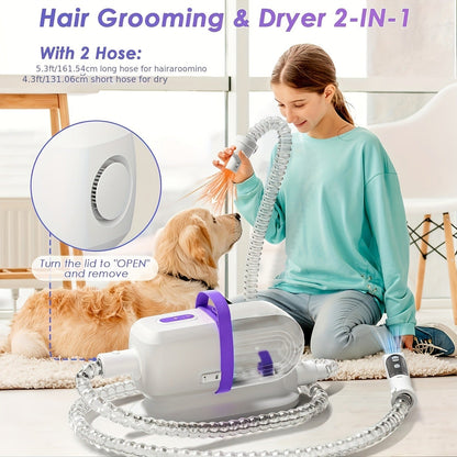 Pet Grooming Vacuum Kit 8-in-1 with 12000Pa Suction – Dog & Cat Hair Vacuum for Shedding, 6 Grooming Tools, 74oz Dust Cup, Low Noise, 3 Suction Levels, No Battery Required
