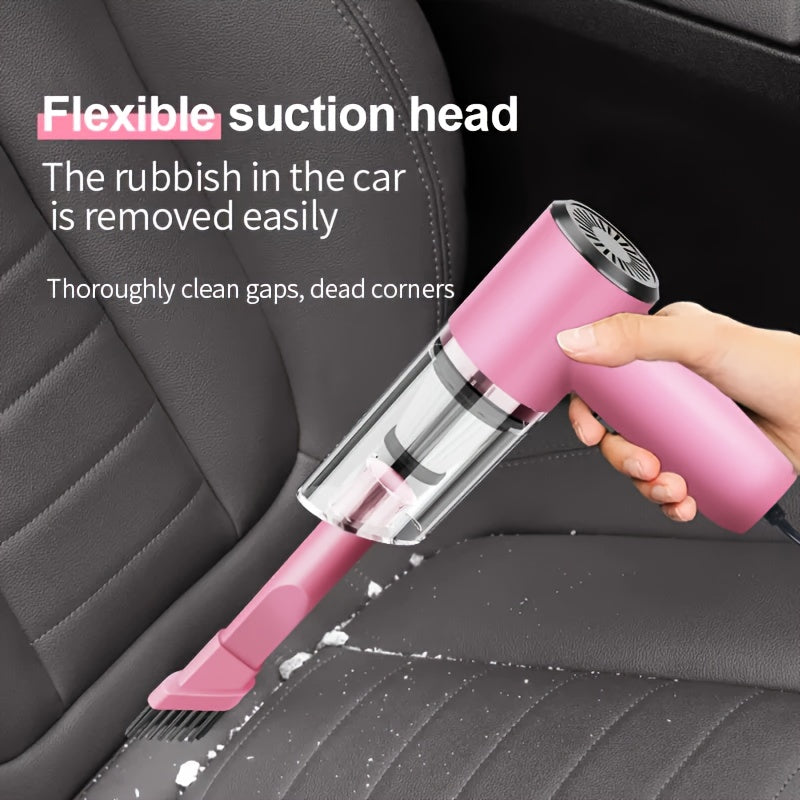 12V Compact Handheld Car Vacuum - Powerful, Wired for Easy Dust & Pet Hair Removal - Includes Accessories Kit - Silent Operation