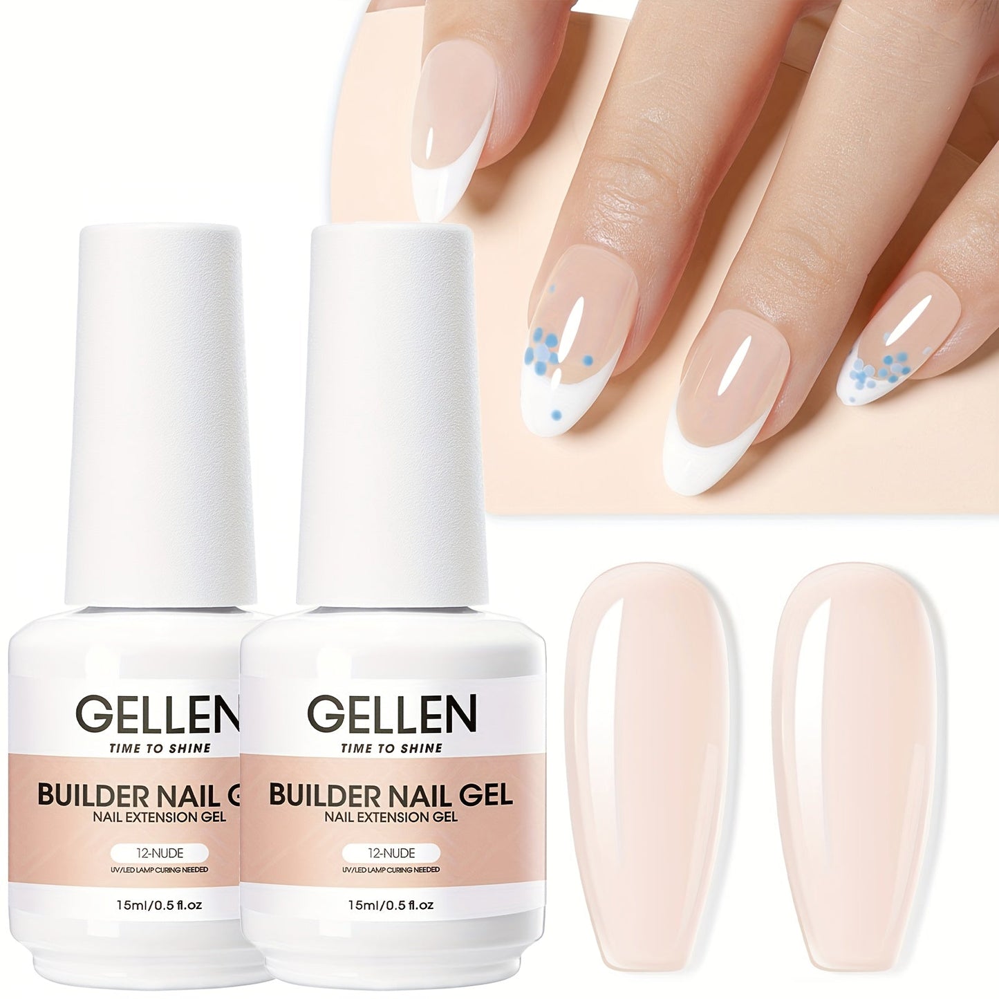 Hard Gel Nail Extension Builder Gel 7-in-1 Self-Leveling – 28+ Day Wear, LED UV Cured, 15ml, Clear Pink Nude Baby Pink Milky White, Acrylic Alternative for DIY Salon Manicure Women Nail Technicians