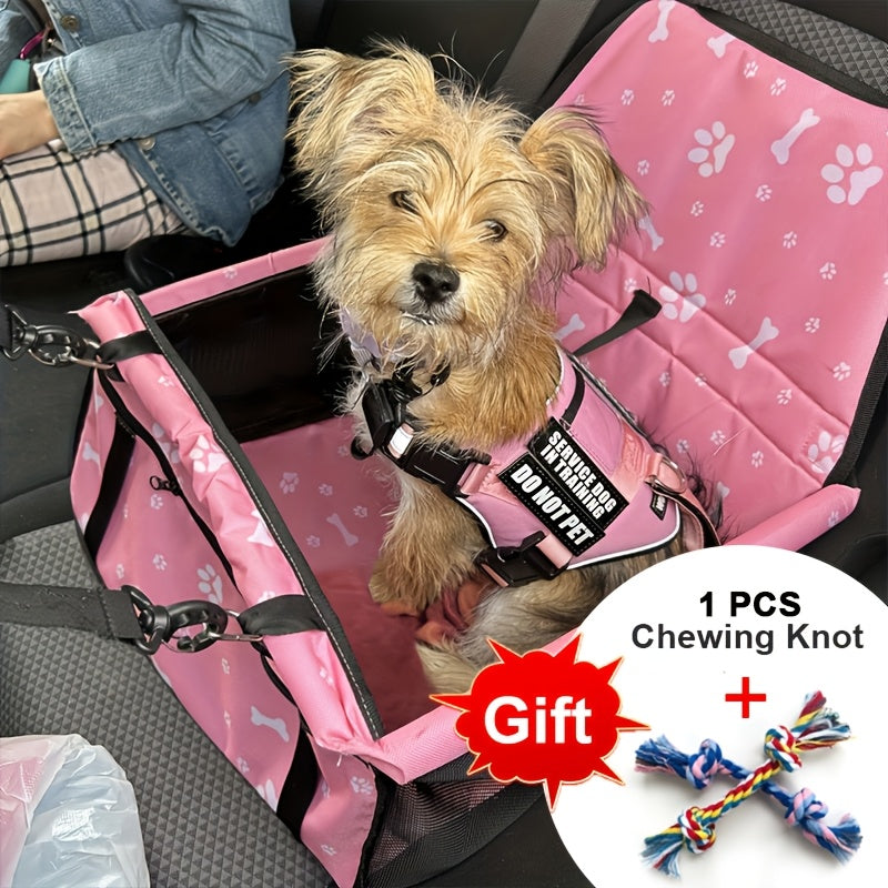 Dog Car Booster Seat for Small Dogs & Cats - Foldable Oxford Pet Car Seat Carrier with Safety Leash, Adjustable Straps, Breathable Mesh, Elevated View, Soft Washable Travel Bag for Puppies & Kittens