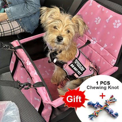 Dog Car Booster Seat for Small Dogs & Cats - Foldable Oxford Pet Car Seat Carrier with Safety Leash, Adjustable Straps, Breathable Mesh, Elevated View, Soft Washable Travel Bag for Puppies & Kittens
