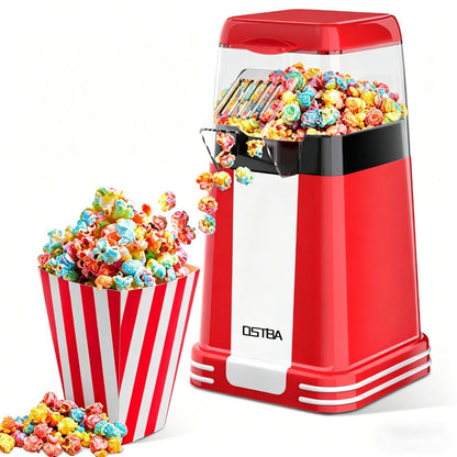 Hot Air Popcorn Popper Maker 16 Cups – Oil-Free Electric Popcorn Machine with Measuring Cup for Kernels & Butter Melting, Healthy Family Snack