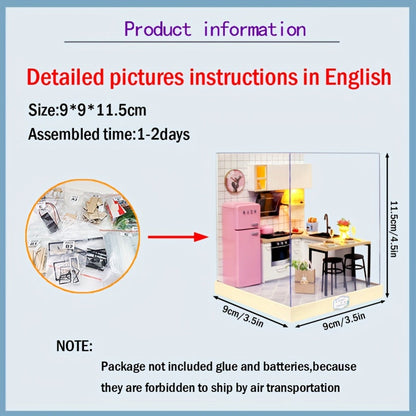 DIY Miniature Dollhouse Kit with Dust Cover Small – Mini House Model No Glue No Batteries, 4 Styles Tea Time Flavor Life Heartbeat Creativity World, Room Desk Decor Birthday Gift for Teens & Adults