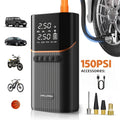 9-in-1 Car Jump Starter with Air Compressor, 150PSI Portable Digital Tire Inflator & Vehicle Battery Charger, for 2.38Gal Gas/2.64Gal Diesel Engines, Built-in LED Emergency Light, Compact High-performance Auto Accessory for Outdoor Adventures