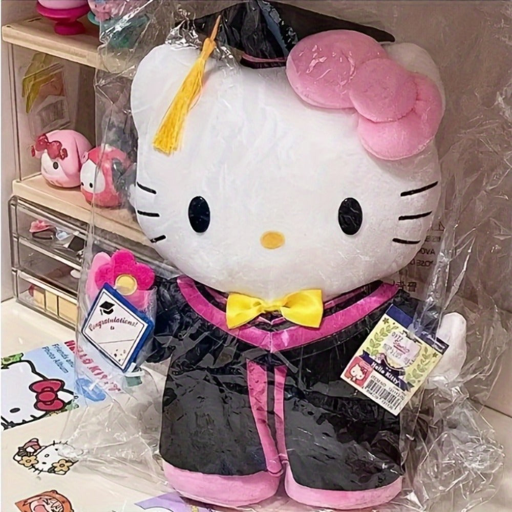 Hello Kitty Graduation Cap and Gown Set — Officially Licensed Sanrio Doctoral Cap & Bachelor Gown, Kawaii Grad Gift for Girls & Teens, Graduation Photo Prop, Party Decor, Bouquet Decoration, Student Prize