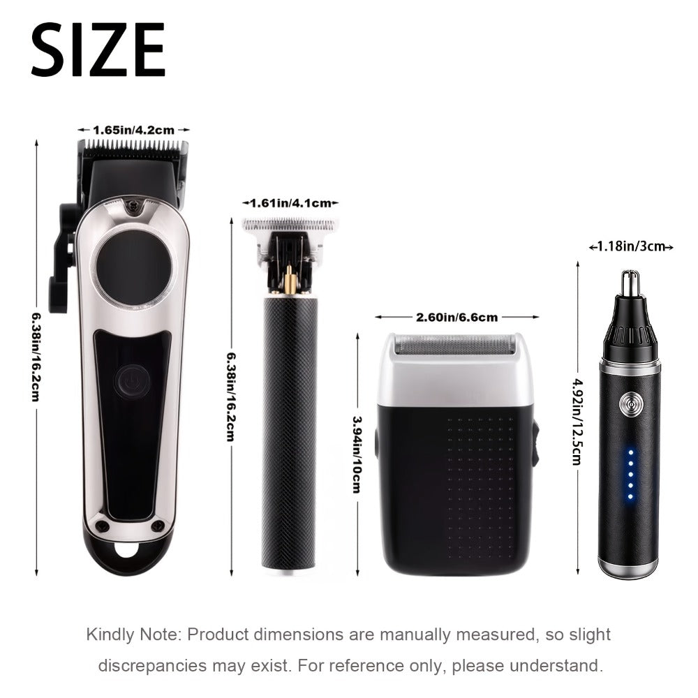 3-in-1 Grooming Kit for Men — Electric Hair Clipper, Nose Hair Trimmer & Shaver Set, USB Rechargeable Lithium Battery Cordless, 2 3 4-Piece Options, Black & Golden, Gift for Husband Boyfriend Father