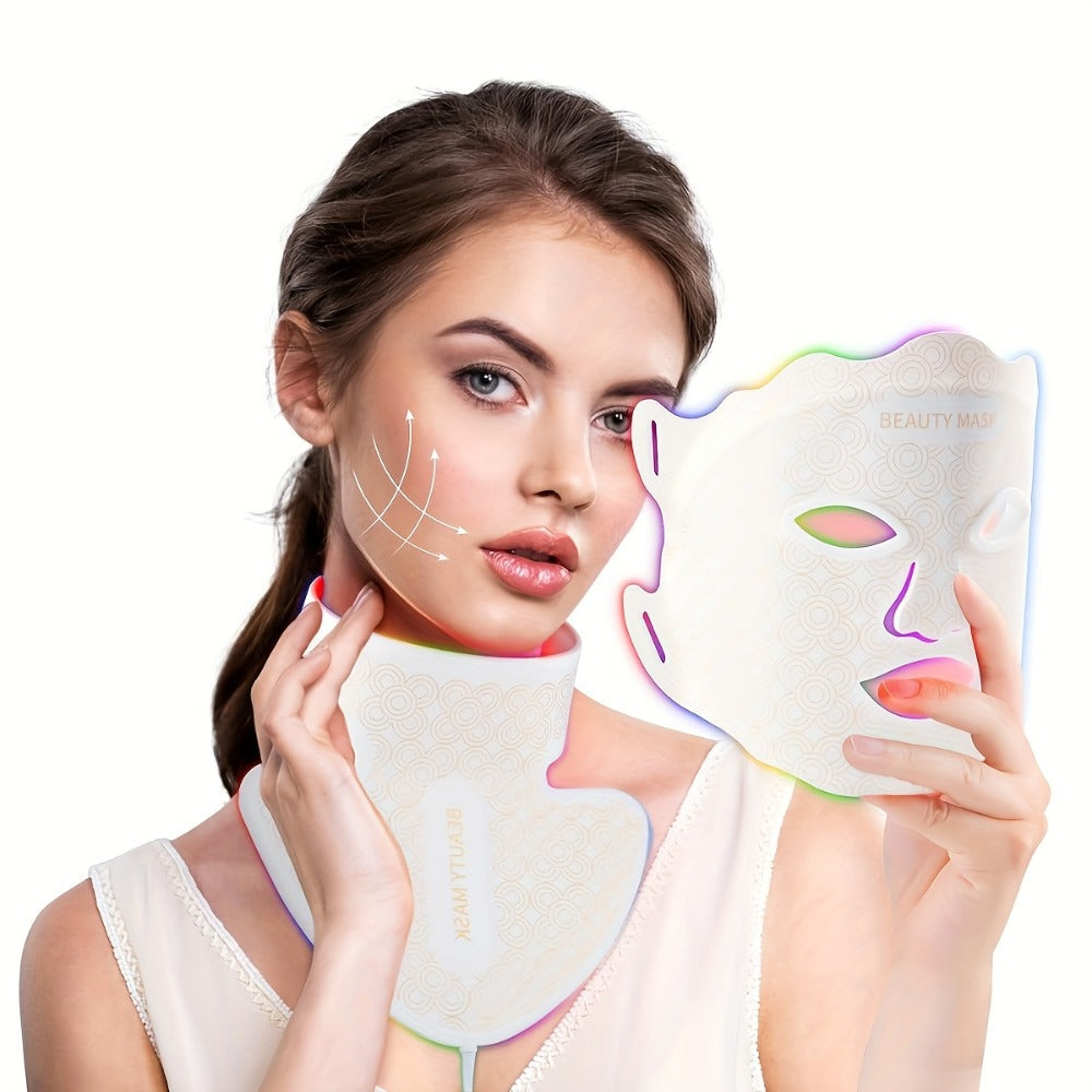 Red Light Therapy Face Mask – 7-in-1 LED Device for Face, Neck & Chest, 95 Beads 650nm & 850nm Dual Wavelength, Flexible Soft Silicone, Remote Control, Anti-Aging Home Spa Beauty Gift for Women