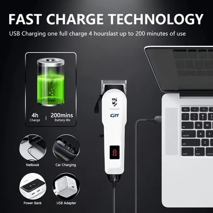 Hair Clipper Kit with Scissors for Home & Salon — Professional Stainless Steel Blade, Digital Display, USB Rechargeable Hair Cutting Set, Complete Grooming Kit, Gift for Father's Day & Birthdays