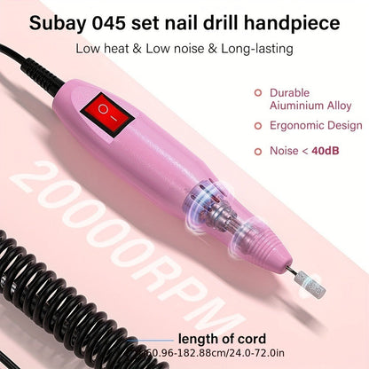 Professional Nail Drill Kit 20000RPM with 6 Drill Bits & 50 Sanding Bands — Electric Manicure Pedicure Machine Low Noise Dual-Hand for Acrylic Gel Natural Nails, Home & Salon Nail File Set, 8-in-1 Option