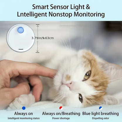 Pet Deodorizer 24-Hour Smart Litter Box Odor Eliminator – Negative Ion Air Purifier with Sensor Light, 99% Odor Removal for Cat Litter Box & Dog Cage