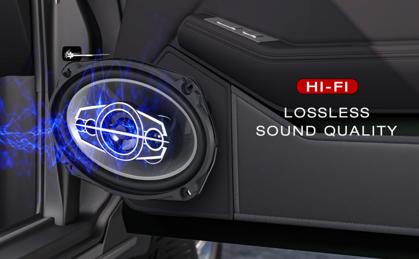 6x9 Inch 5-Way Coaxial Car Speakers Pair – 1000W Peak 120W RMS 4 Ohm with PEI Dome Tweeters, Full Range Stereo Audio, Easy Drop-In Replacement for Cars & Trucks