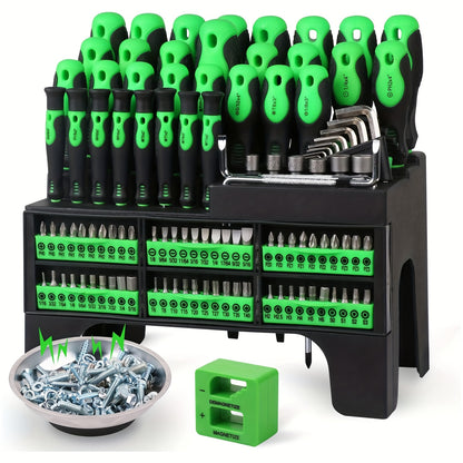 118/69pcs Magnetic Screwdriver Set with Plastic Organizer, Includes Precision, Slotted, Phillips, Hex, Pozidriv, Torx Screwdriver Set And Magnetizer Demagnetizer DIY Tools - Perfect Tools Gift for Men (Green/Red/Blue/Orange&Blue)