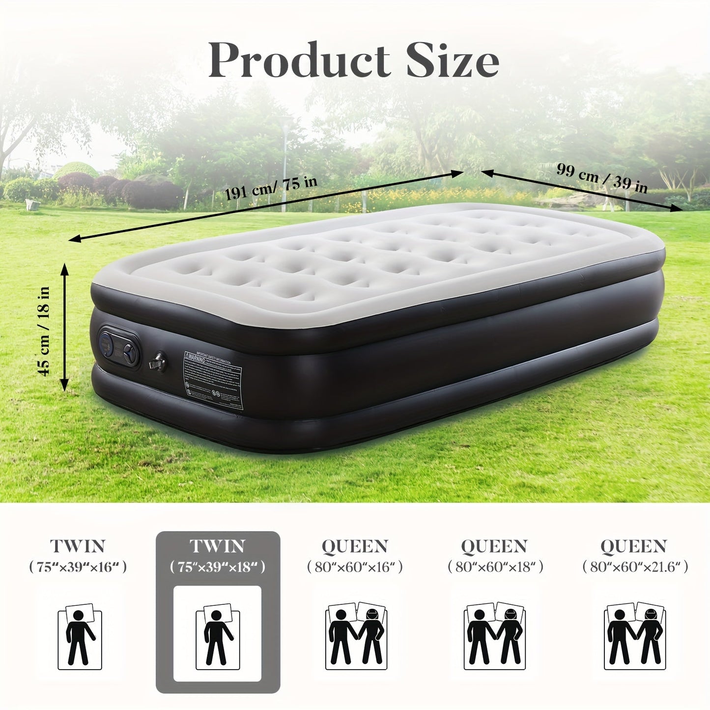 Camping Air Mattress with High-Capacity Pump - Anti-Deformation Honeycomb PVC Construction, Soft Flocking Top for Comfort, Outdoor Inflatable Sleeping Pad for Tent Camping Backpacking Adults
