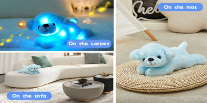 Light-Up Musical Blue Puppy Plush Toy — Glowing Stuffed Animal Dog with Sound & Lights for Kids, Toddlers, Girls & Boys | Soft Cuddly Plush Doll | Birthday Christmas Easter Gift | Room Decor