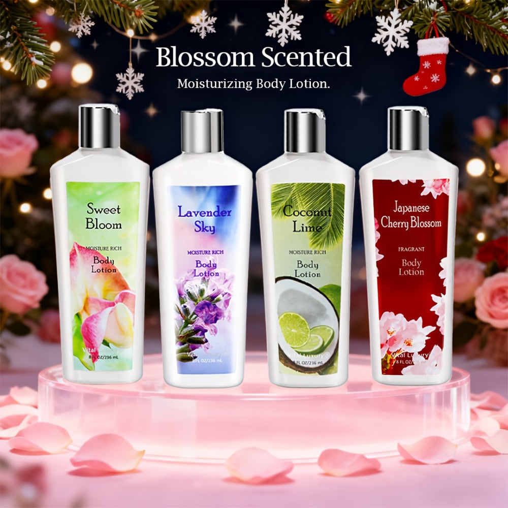 Moisturizing Body Lotion 2 Pack Floral Scents - Vitamin C Glycerin Hydrating Skin Lotion for Dry Sensitive Skin Lavender Sweet Bloom Coconut Lime Radiant Smooth Skin Women Daily Body Care